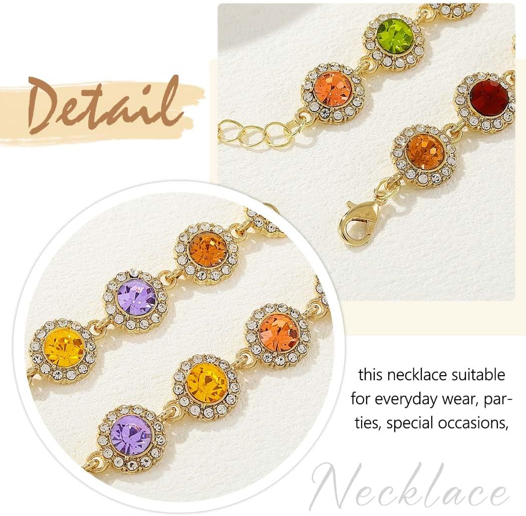 Fashey Rhinestone Necklace Colorful Crystal Choker Necklace Gold Choker Necklaces for Woman - Image 4