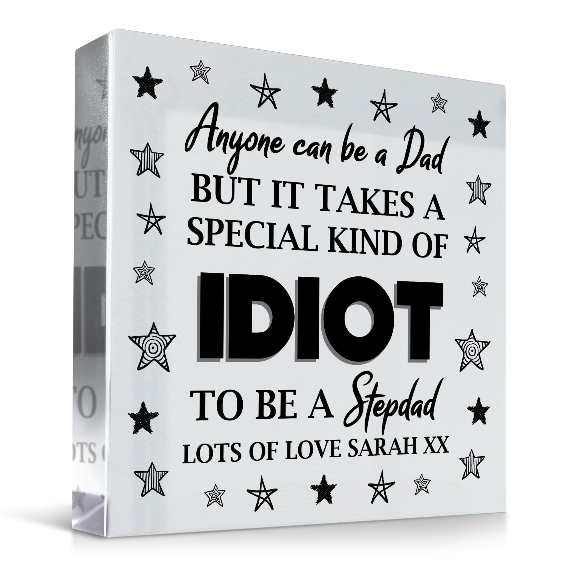 Red Ocean Personalised Funny Joke Step Dad Fathers Day Stepdad Birthday Gift Clear Block Gift For Fathers Day Birthday Gift For Step Dad From Daughter Son Thank You Gift For Him