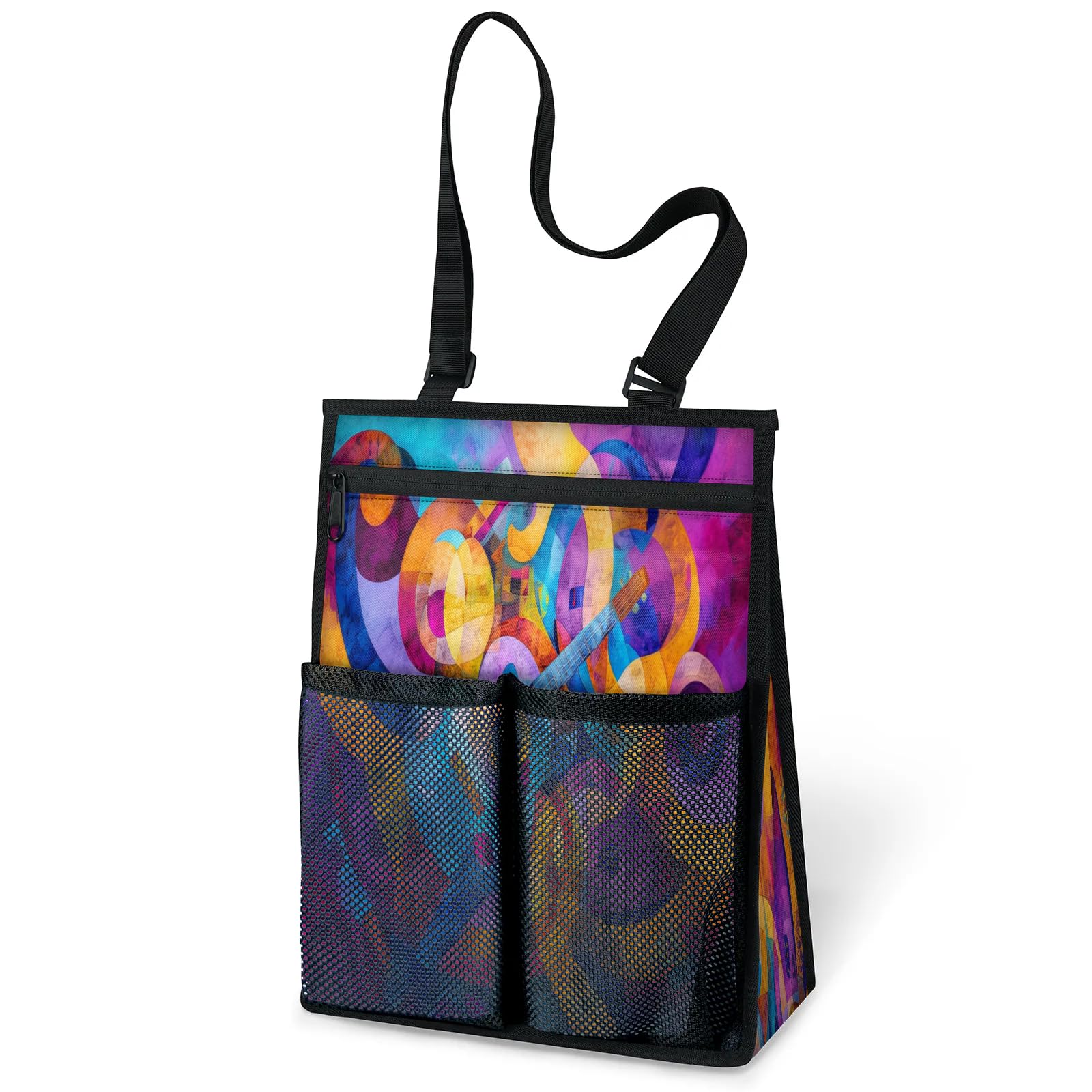 Ourtheme Abstract Musical Theme Portable Shower Bag for Travel Gym Camp Beach Tote Shower Caddy Bags Hanging Toiletry