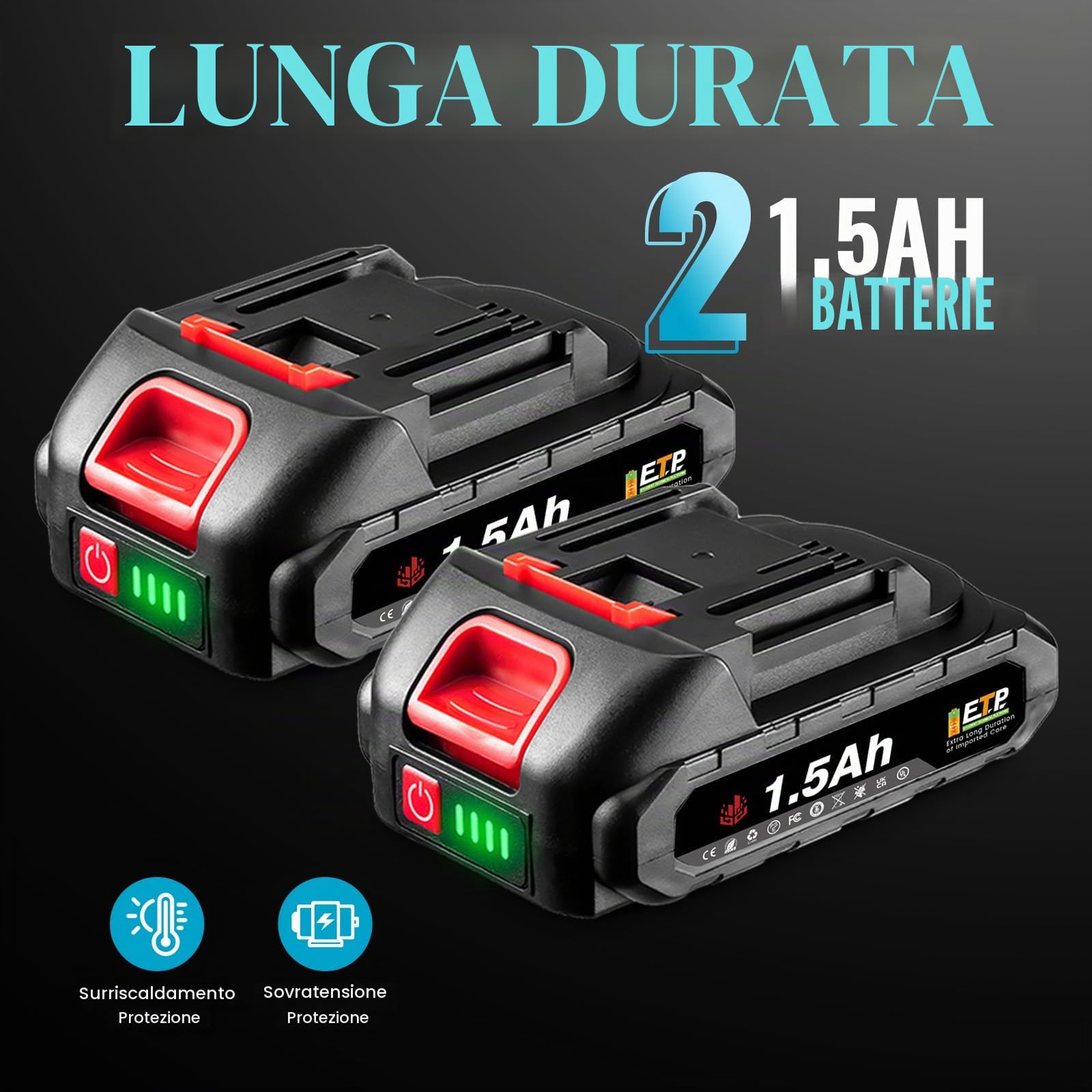 ONEVAN rivettatrice a batteria, 20.000N pistola per rivetti 2,4-5,0 mm, con 2 batterie 1.5Ah, storke 18mm, senza spazzole, rivettatrice elettrica automatica, pistola rivettatrice batteria