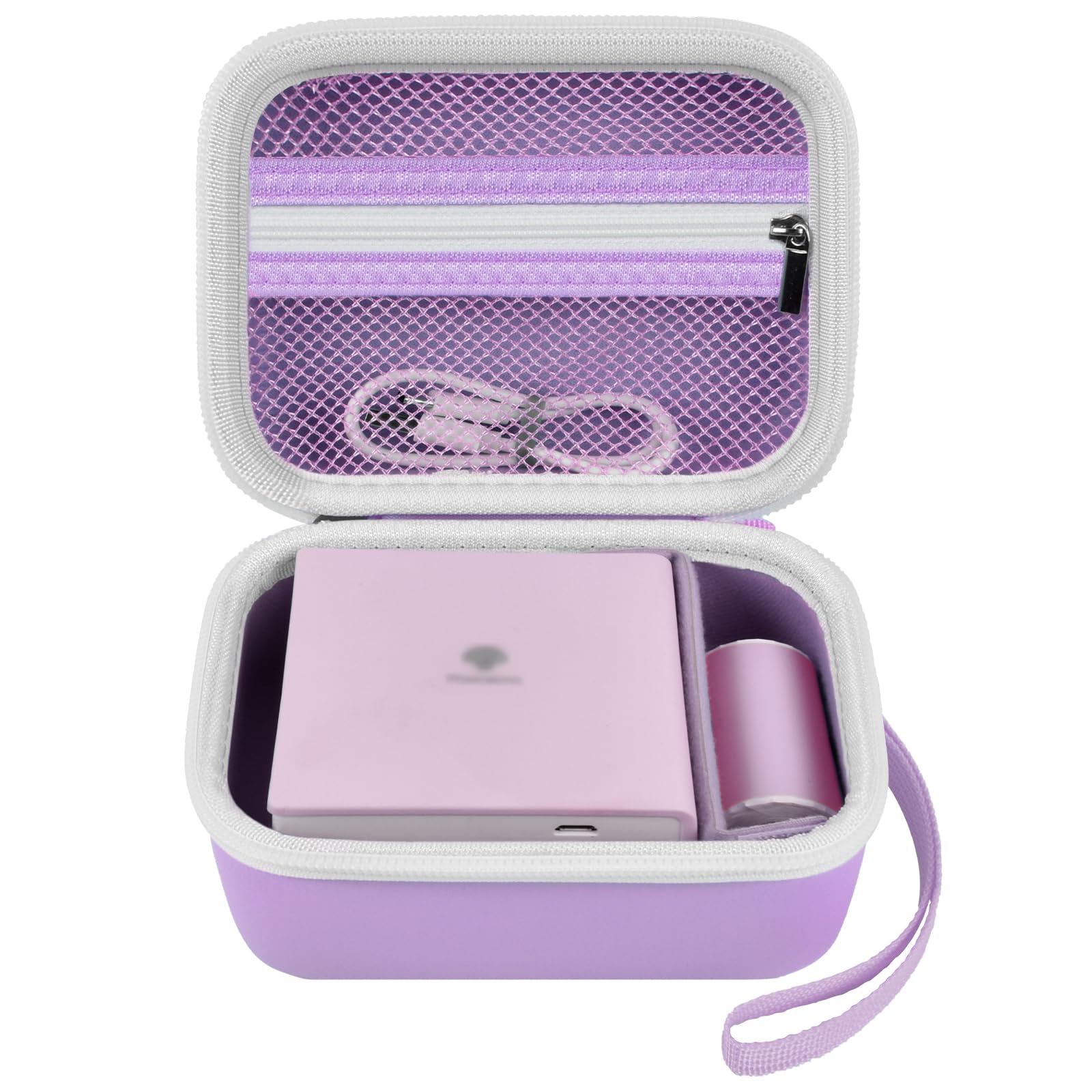Sticker Printer Case for Nelko PM230/ Memoking T02/ for Phomemo M02/ T02/ M02S/ M02 pro/ Q30S/ M02X Mini Thermal Printer. Portable Holder for Label Maker, Thermal Paper, USB Cable (Box Only) (purple)