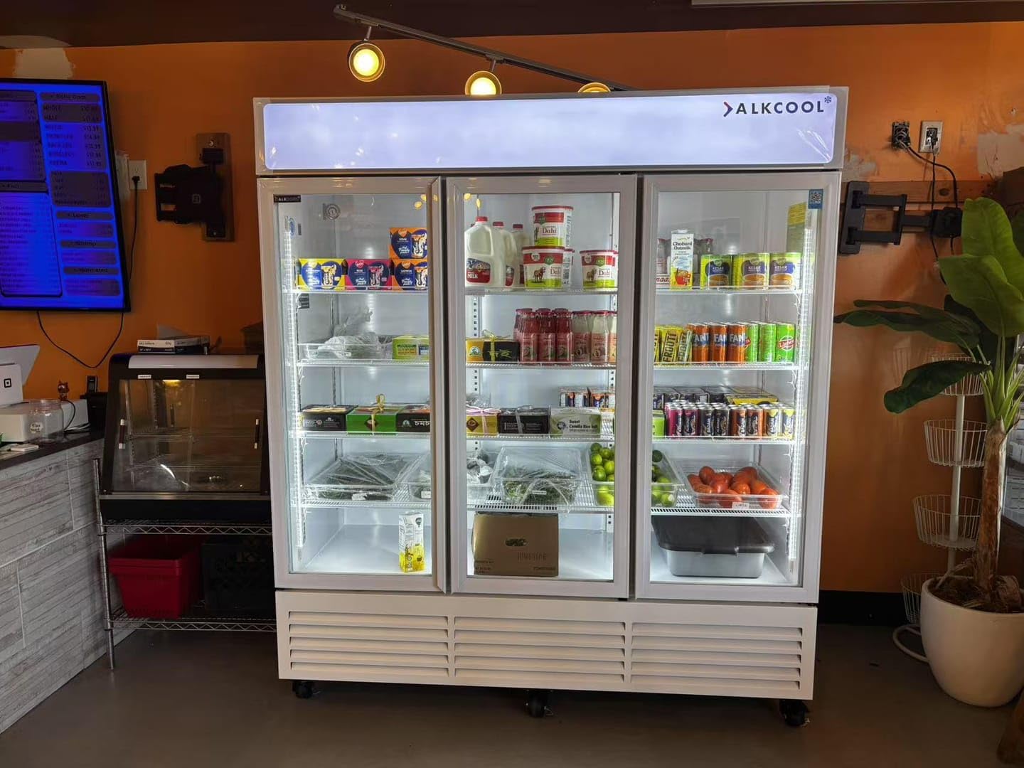Commercial Beverage Refrigerator Display Fridge, Three Glass DoorMerchandiser Drink Cooler with LED Light Adjustable Shelves,ETL Approval,63.5 Cu Ft, (Wheels Included)