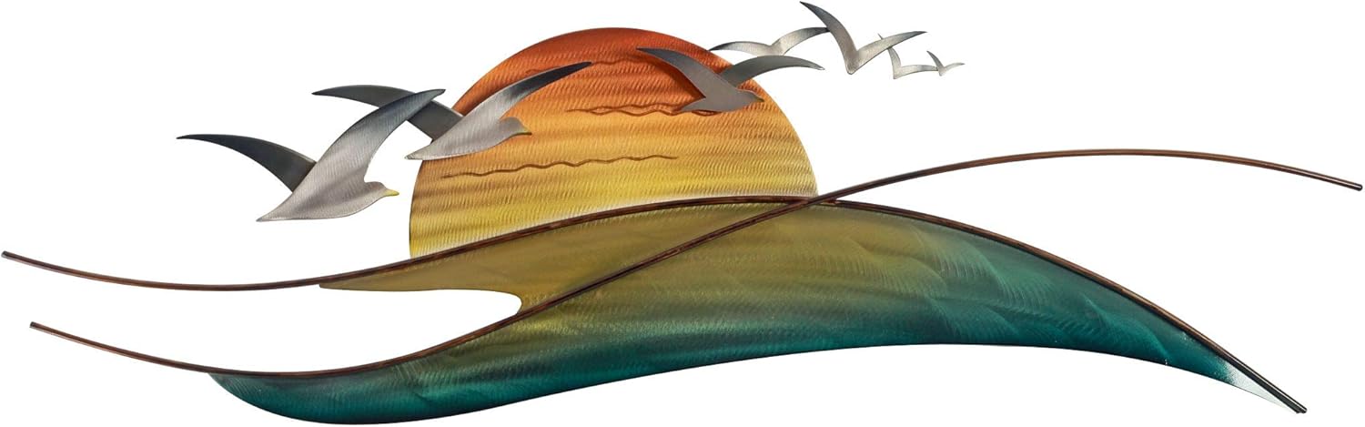 T.I. Design Peaceful Sunrise Contemporary Coastal Beach Metal Wall Decor