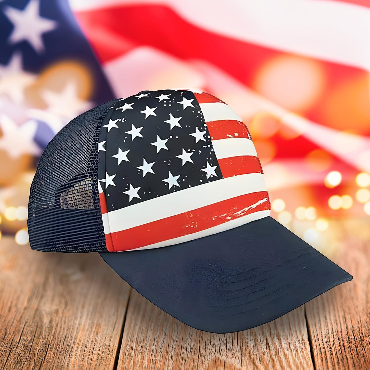 Veracco American Flag Trucker Hat Cap Mesh Back with Adjustable Snapback Strap 4th of July USA Trucker Cap - Image 7