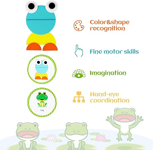 Miniatura 5 de Bloques de patrón de madera Animal forma geométrica rompecabezas clasificación y apilamiento juego educativo juguete para niños pequeños niños niñas