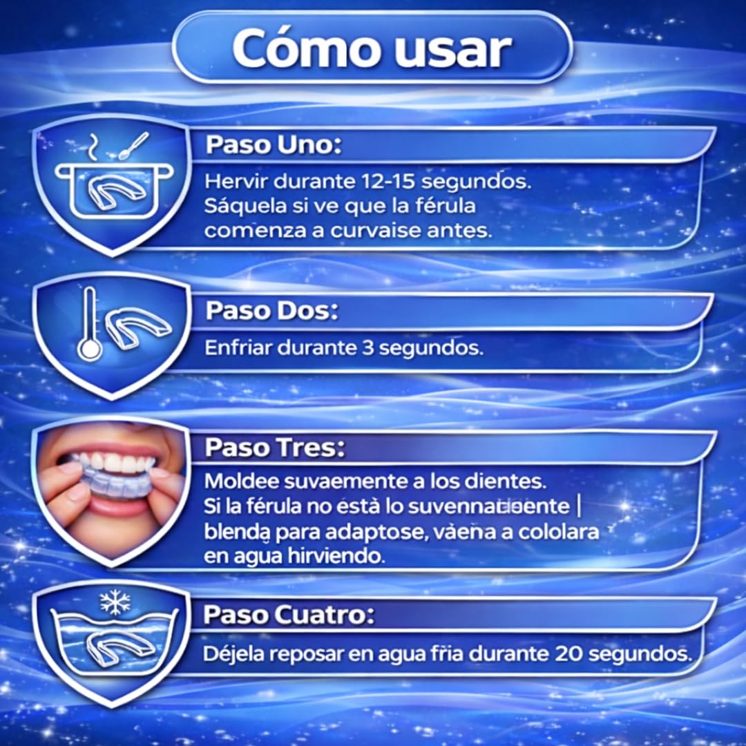 Runesol Ferula Descarga Bruxismo, 4pcs Grande Bruxismo Dental Noche, Sin BPA y Dispositivo Dédico CE Ferula Dental Bruxism, Protector Bucal para Dormir, Bruxism, Roncar, Deporte, Funda Dientes — view 3