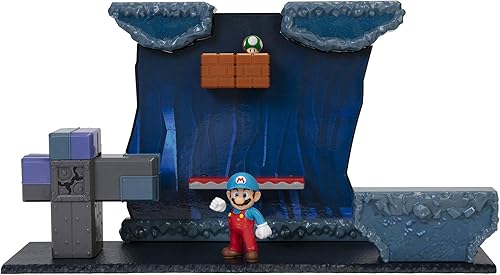 Juego subterráneo SUPER MARIO con figura de acción Ice Mario incluye 2 piezas de entorno interactivas, verde