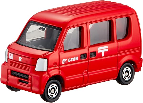 郵便マークや日本郵便ロゴが精巧にタンポ印刷された、郵便車モデルのディテール。