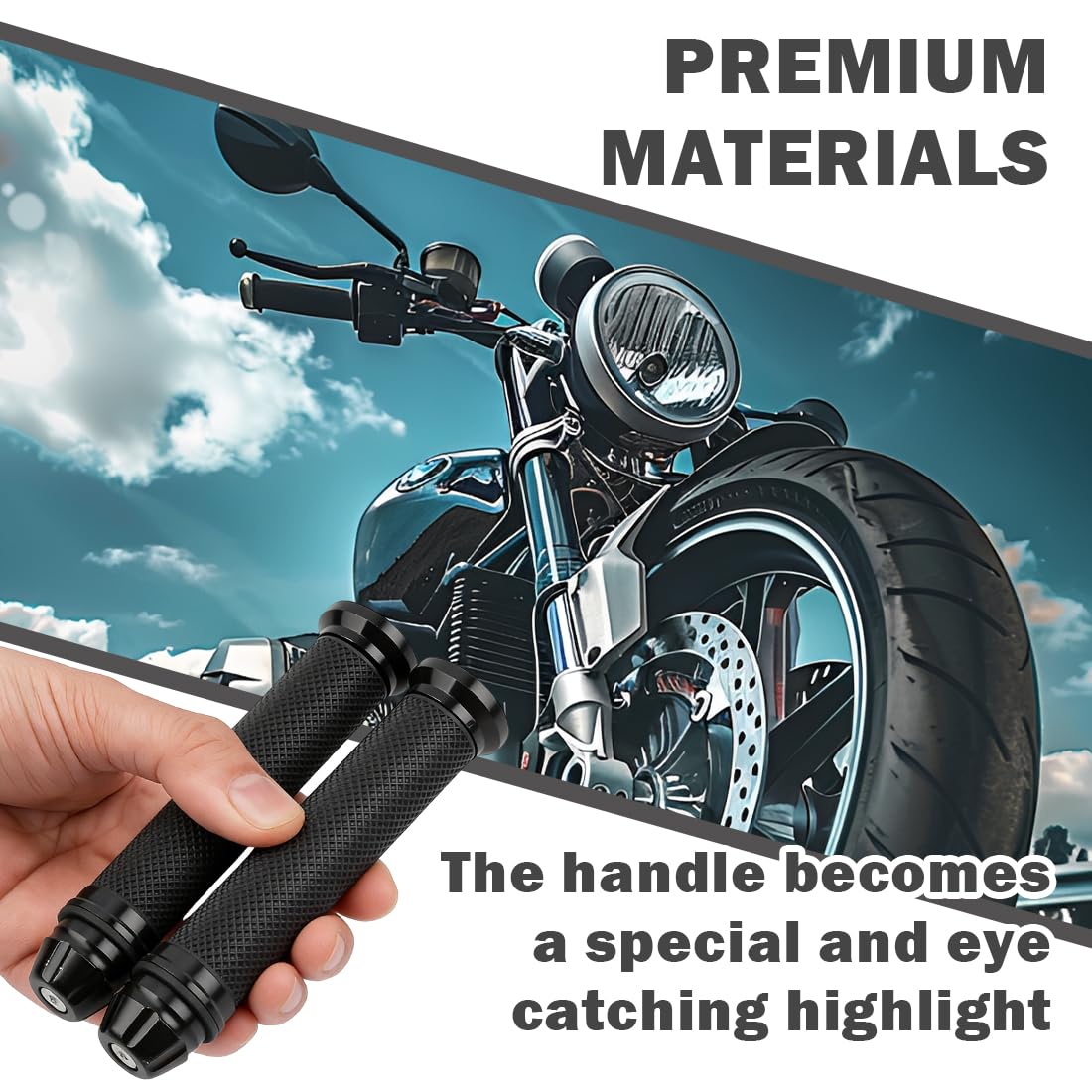 Manopole Moto, 1 Paio Universali 22/24Mm Antiscivolo Per Scooter E Ciclomotori (Nero)