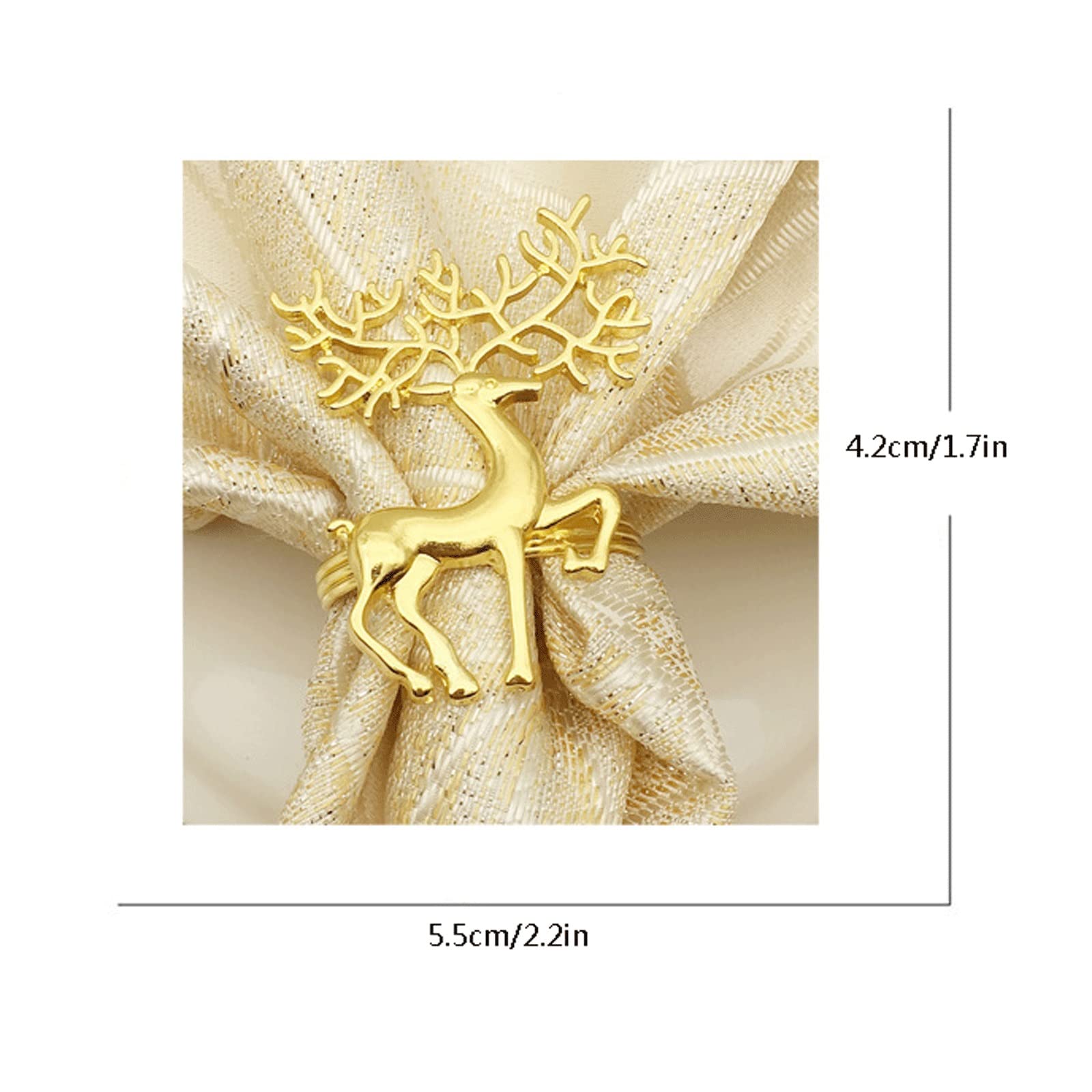 Serviettenringe aus Metall mit Schnalle, Rehbraun, 9er-Pack, Gold, für Ostern, Weihnachten, Thanksgiving, Hochzeiten, Festliche Bankett-Tischdekorationen