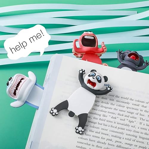 Miniatura 10 de Zonon 6 marcapáginas locas de animales 3D aplastados para niños, estudiantes y profesores, divertido marcapáginas para leer (estilo vibrante)
