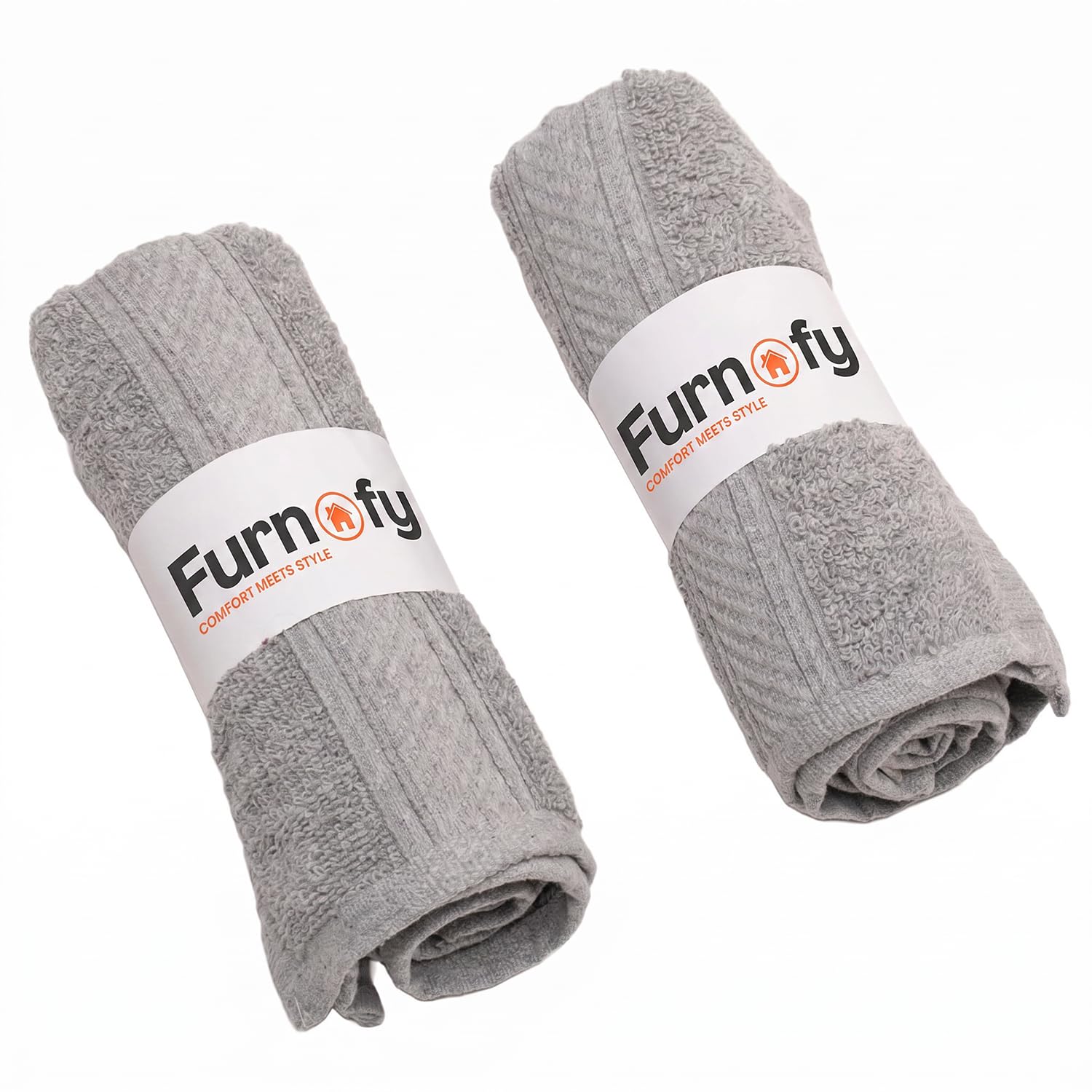 Furnofy 450 GSM Hand Towel Set of 2 Soft, Absorbent & Quick Dry Towel for Gym, Home, Kitchen, Pool, Travel - (40x60 cm, Grey)