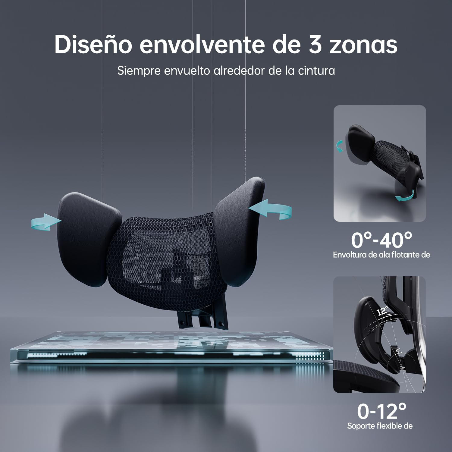 Hbada E3 Ultra - Silla de Oficina ergonómica Premium con Soporte Lumbar dinámico 3 Zonas, reposabrazos giratorios 360° y cabecera Ajustable 4D (Negro)