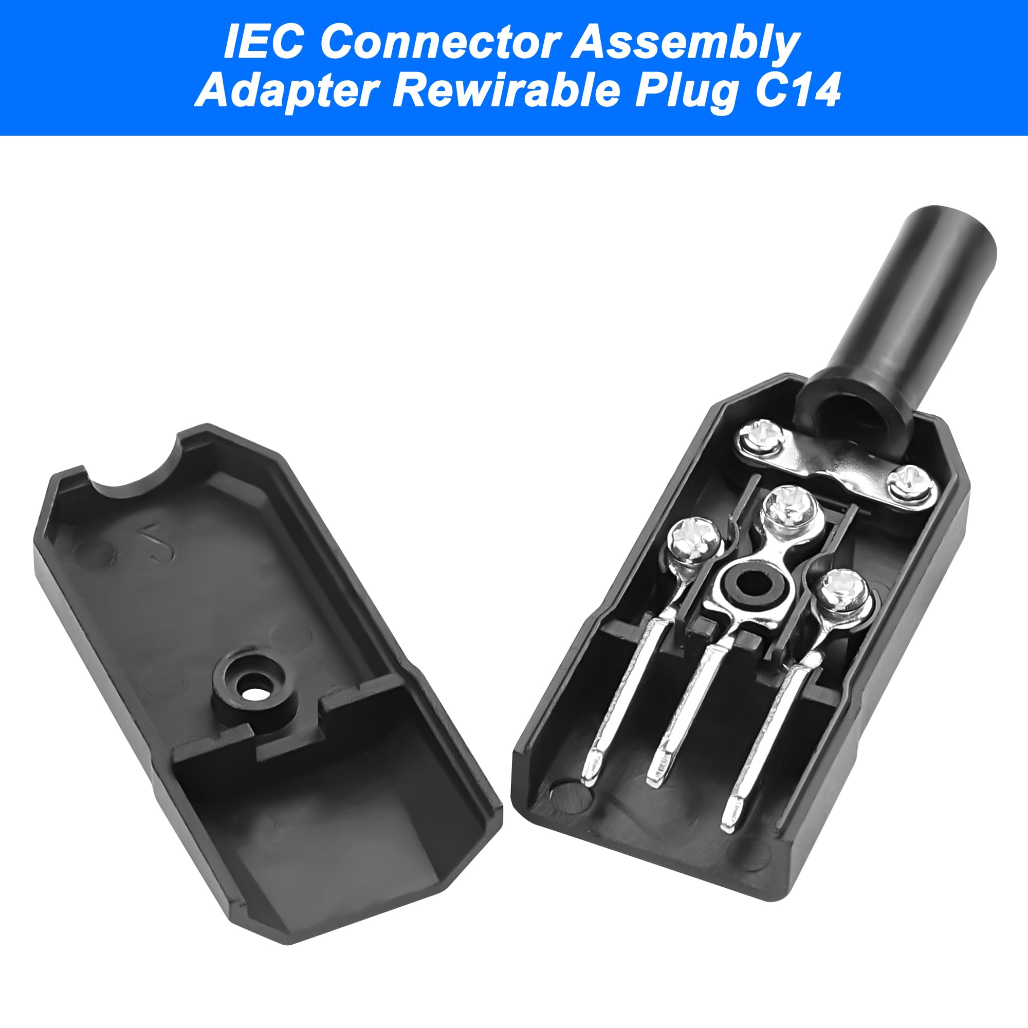 MEIRIYFA IEC320 C14 Adattatore AC 250 V 10 A 3 pin morsetti Inlet Power Plug Socket Adattatore per cabinet PDU Industriettechnik Dedicated (5 pezzi)
