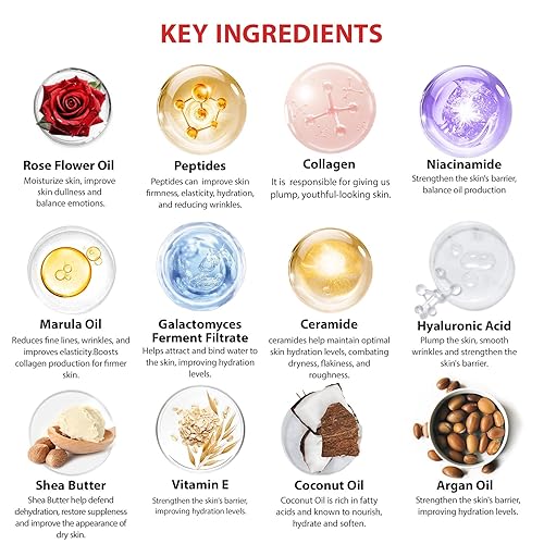 Miniatura 7 de Rose - Juego de cuidado facial de la piel y 30 piezas de baño y spa corporal para mujeres, máscara de hidrogel, bolsa de maquillaje, suero facial,