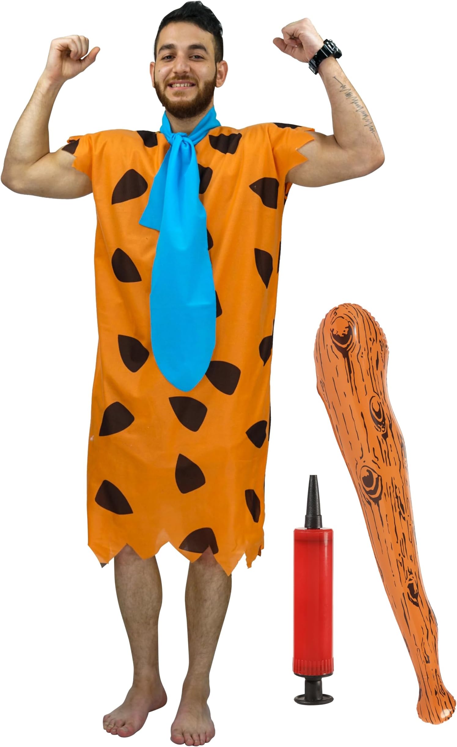Maxim Party Supplies Men's Caveman Adult Costume Halloween Includes Tunic, Inflatable Bat, Pump and Tie