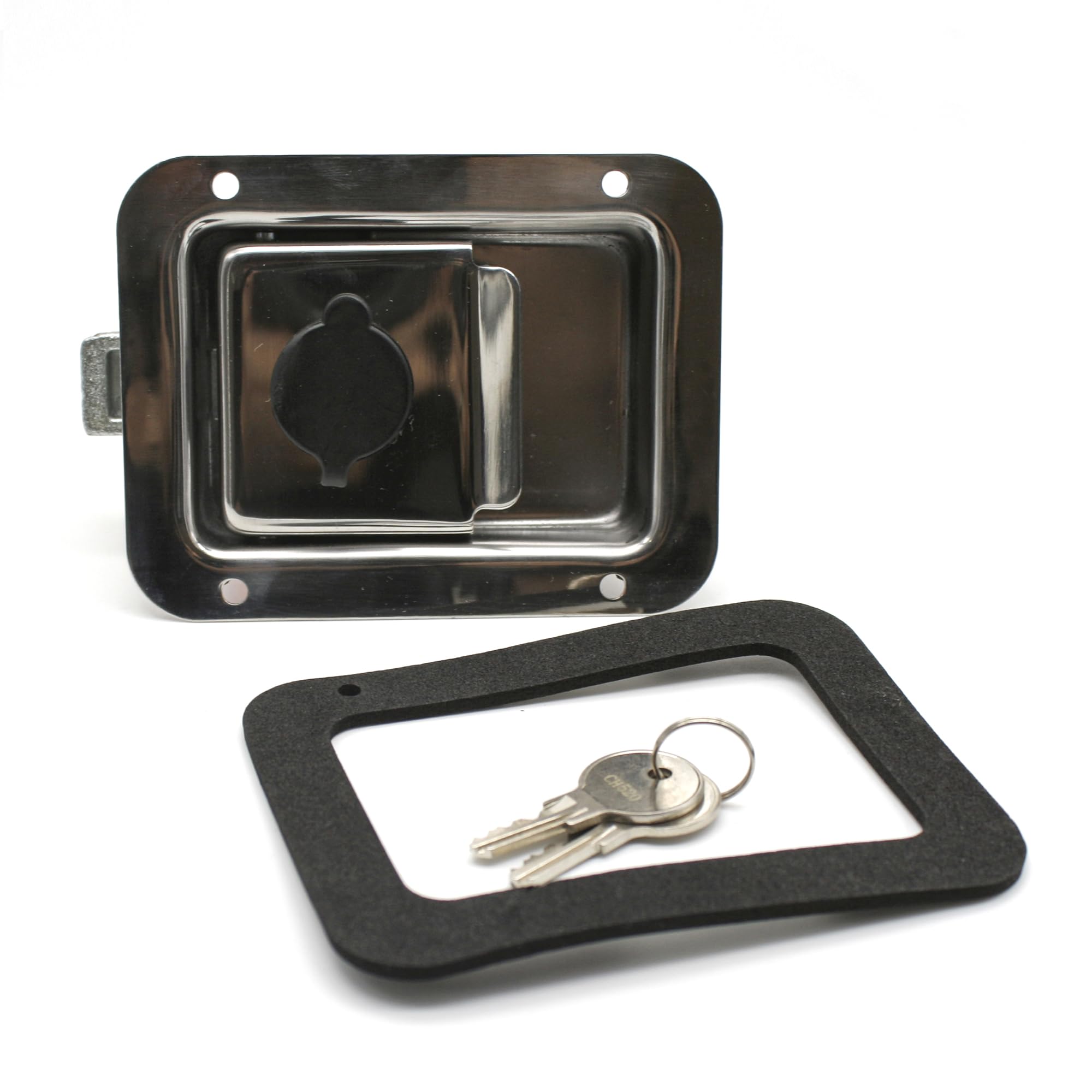 DOJA Barcelona Trailer T-Handle Lock - 120mm - Anti-Theft Box Lock for Truck - 140x108x44mm - Stainless Steel Heavy Duty Trailer Lock T, Shape Key Lock Caravan Box Lock, Steel Trailer Box Lock