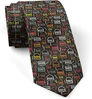 Gravata skinny slim fashion para homens, gravatas de conversação inovadoras (padrão colorido de hambúrgueres e batatas fritas), Conforme mostrado., G