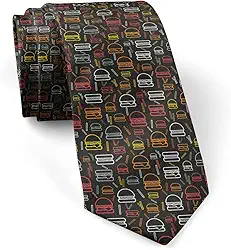 Gravata skinny slim fashion para homens, gravatas de conversação inovadoras (padrão colorido de hambúrgueres e batatas fritas), Conforme mostrado., G