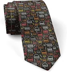 Gravata skinny slim fashion para homens, gravatas de conversação inovadoras (padrão colorido de hambúrgueres e batatas fritas), Conforme mostrado., G