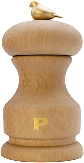 Bisetti Bird Pepper Mill Natural Beechwood Finish With Adjustable Grinder, 11 cm / 4.33 Inch