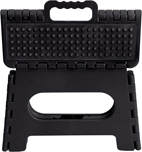 Miniatura 23 de Simplify Taburete plegable antideslizante de 9 pulgadas | Plegable | Capacidad de 200 libras | Duradero | Portátil | Cocina | Baño | Garaje | Blanco