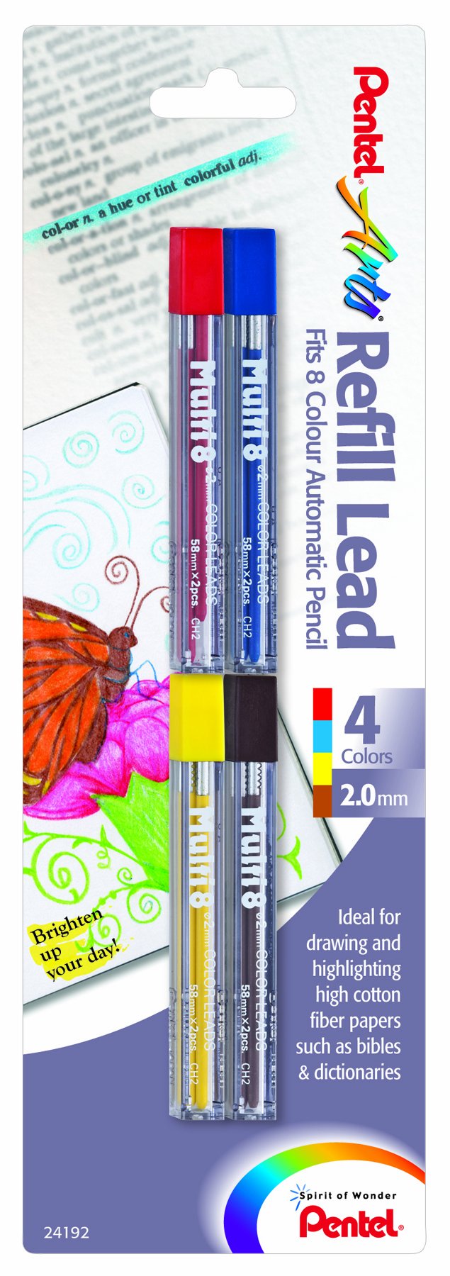 Pentel Arts 8 Colour Refill Lead, Assorted Colors, 4 Pack (CH2BP4M)