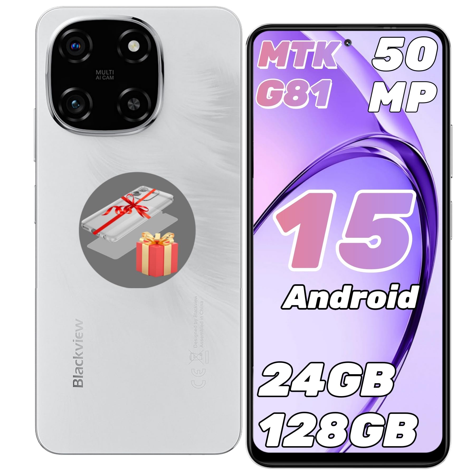 Blackview Color 6 Smartphone Android 15, 24(8+16) GB+128GB/2TB