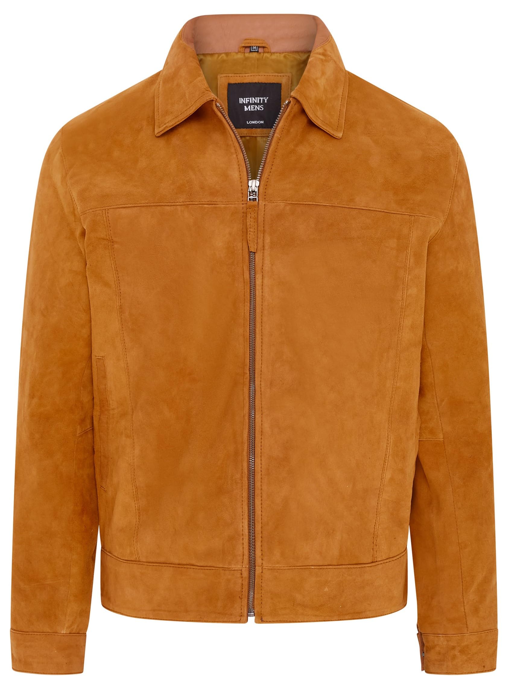 Mens Classic 100% Genuine Goat Suede Leather Harrington Biker Jacket