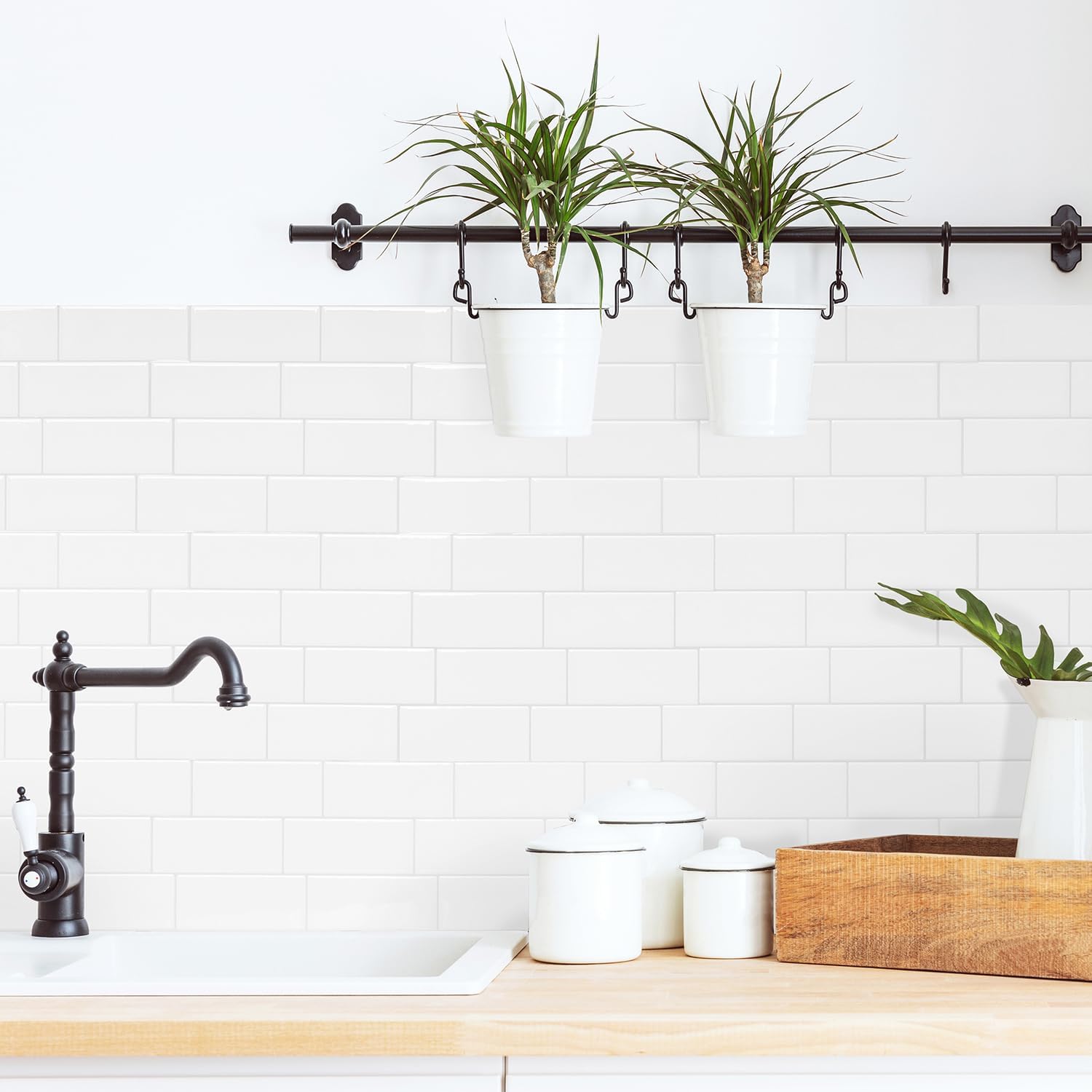 SMART TILES Peel and Stick Backsplash - 5 Sheets of 11.56" x 8.38" - 3D Adhesive Peel and Stick Tile Backsplash for Kitchen, Bathroom, Wall Tile