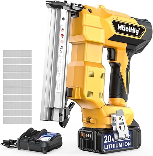 Cordless Brad Nailer Compatible with Dewalt 20V Battery, 18 Gauge 5/8 to 1-1/4 Inch Nail Gun with 1 x 3.0Ah Rechargeable Battery, Powered Electric Tool Set Brushless Motor 2 Modes