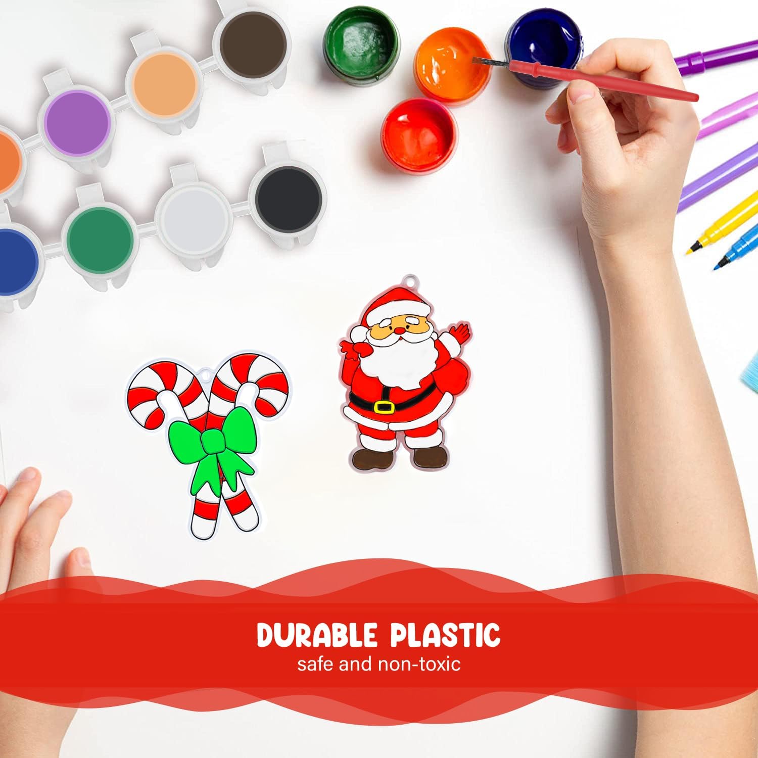 Fprl 24 Sets Christmas Craft Kits DIY Window Paint Art Suncatchers Assorted Sun Catcher Kits for Ornaments Santa Snowflake Snowman Decorations Project image 5