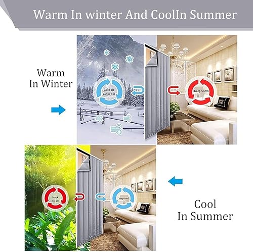 Miniatura 3 de Cortina de puerta con aislamiento térmico, panel de puerta ultraduradero, oscurecimiento de privacidad, protección temporal contra el frío de la