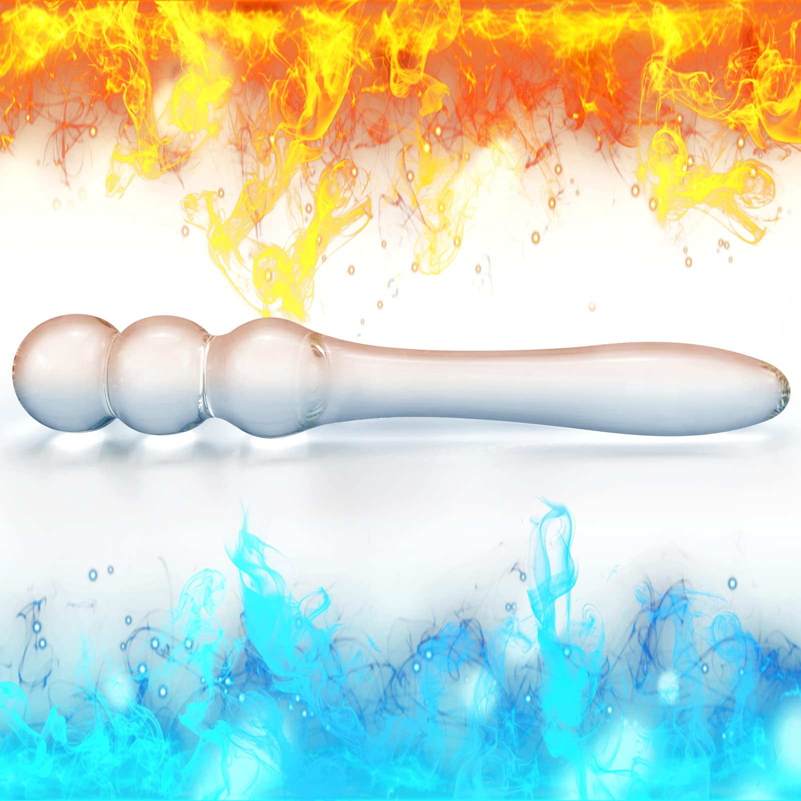 Plug anal de cristal con mango cónico y 3 perlas para la estimulación del punto G Varita de placer de cristal y para la estimulación de la próstata Consolador anal para pareja Hombre Mujer