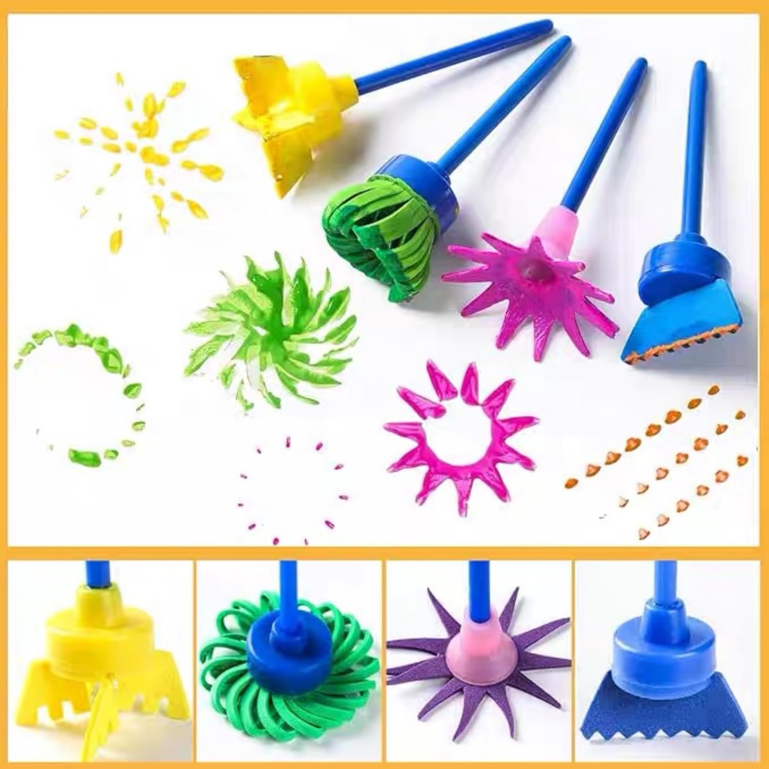 Alfven Éponge Brosses de Peinture Enfant, 24pcs Kit Peinture Enfant Pinceaux éponge pour Enfants kit d'apprentissage DIY