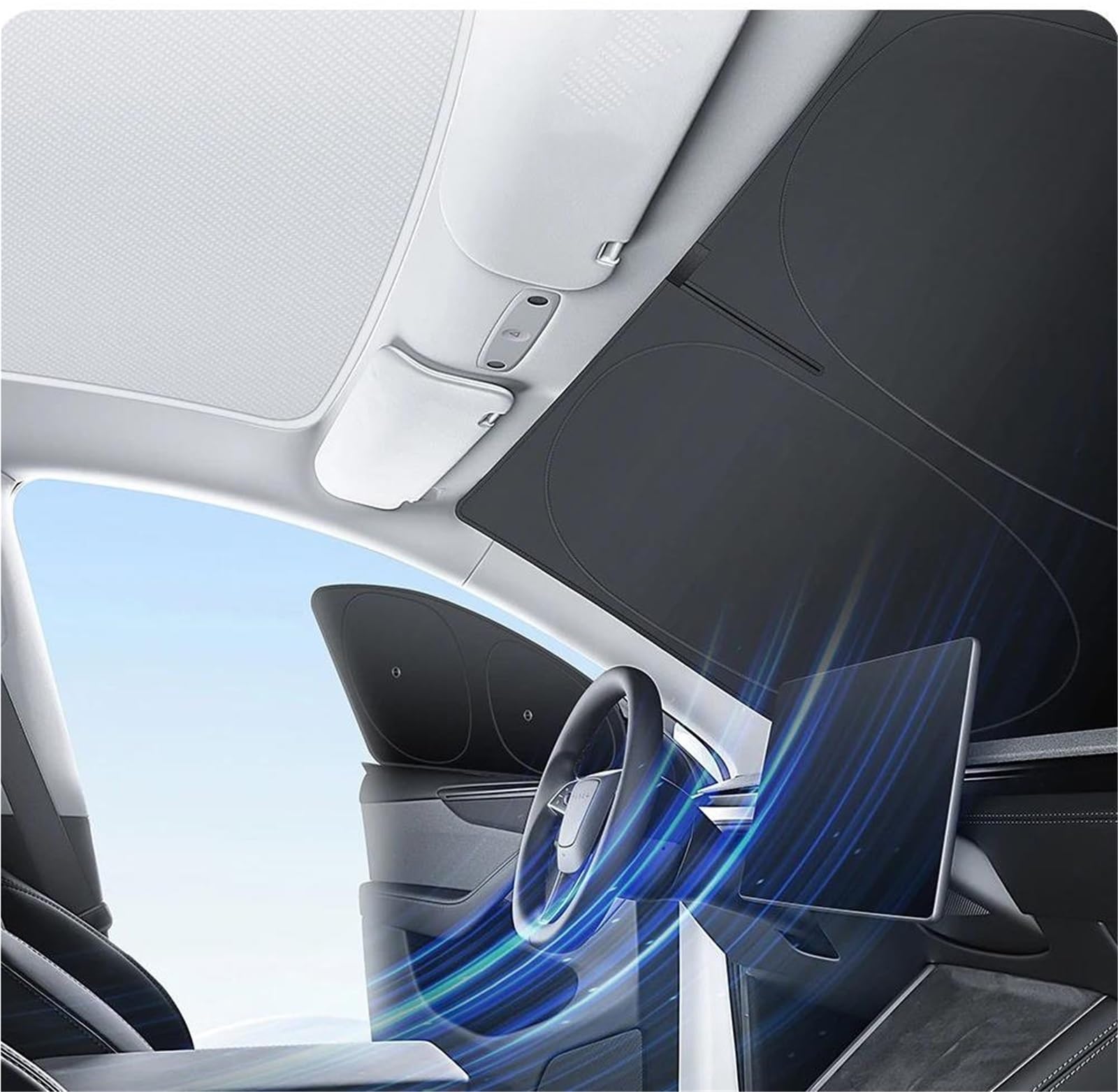 Parasol Coche Lateral Ventana Lateral Para Tesla Para Modelo Y Para Juniper 2026 Ventana Lateral Coche Parasol Con Ventosas Cubierta Tela(Front wind)