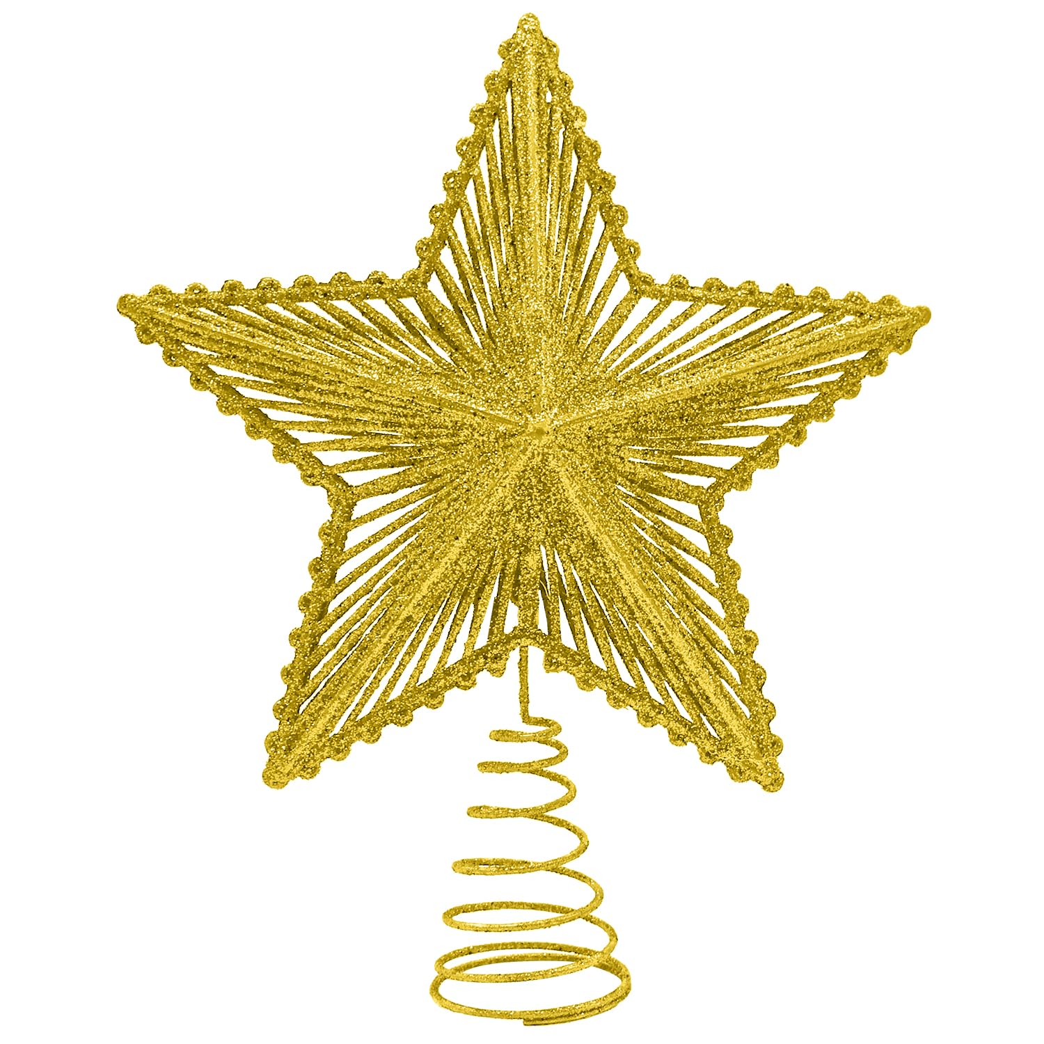 Gold Christmas Tree Topper, Glitter Trees Star Topper, Metal Tree Top for Christmas Decorations, 20CM