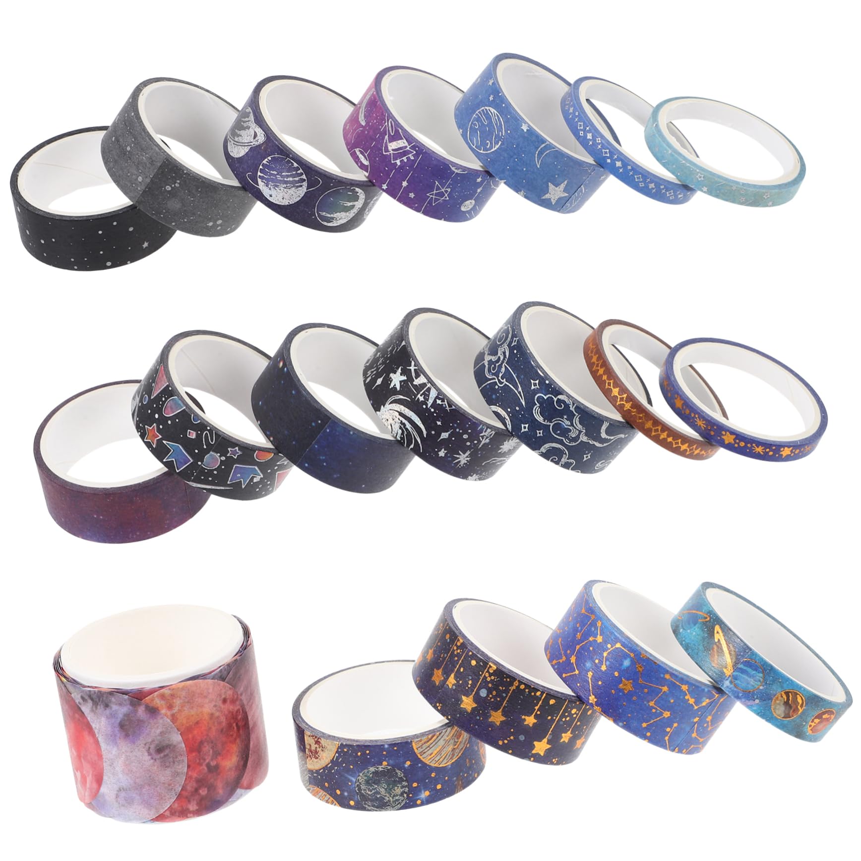 VILLCASE 4 Set Nastro Di Carta Galaxy Washi Tape Washi-tape Nastro Adesivo Creativo Pennarello A Vernice Distributore Di Nastro Nastri Decorativi Per Album Nastro Di Cancelleria 19 * 4