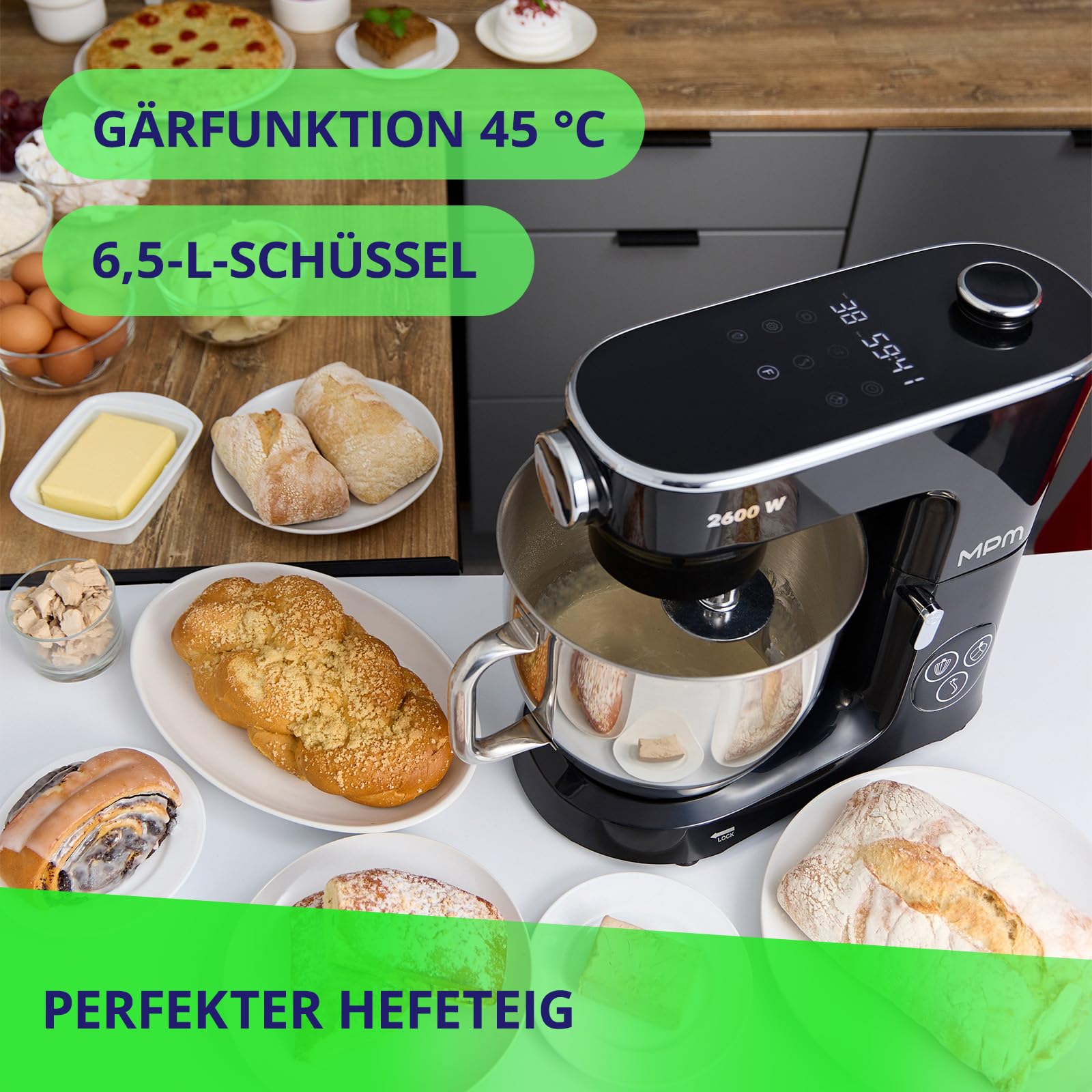 MPM Robot da cucina MRK-22, 2600 W max, 6,5 l, funzione riscaldamento fino