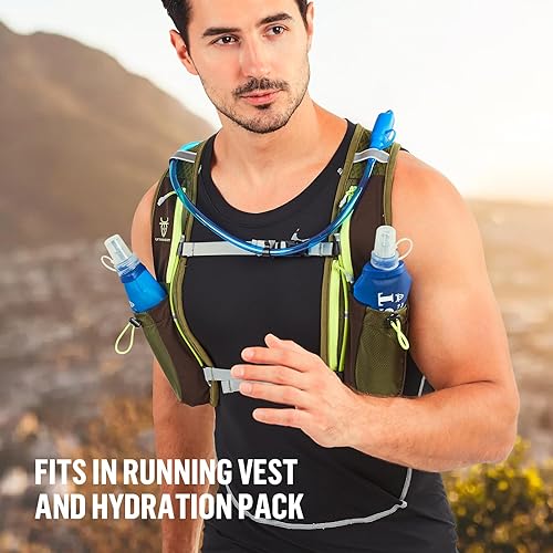 Miniatura 7 de UTOBEST Soft Flask, paquete de 2 botellas suaves para correr, 16.9 fl oz, botella plegable de TPU, botella plegable portátil de mano para viajes,