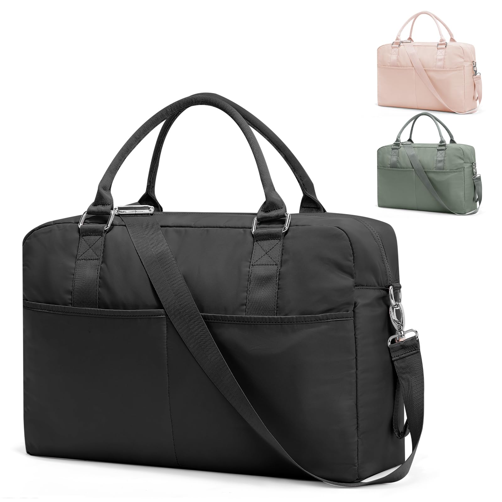 Gym Bag for Women,Travel Duffle Bag for Travel with Wet Pocket Weekender Overnight Carry On Tote Bag Luggage Bag with Trolley Sleeve Personal Item Travel Bag Hospital Diaper Bag Black