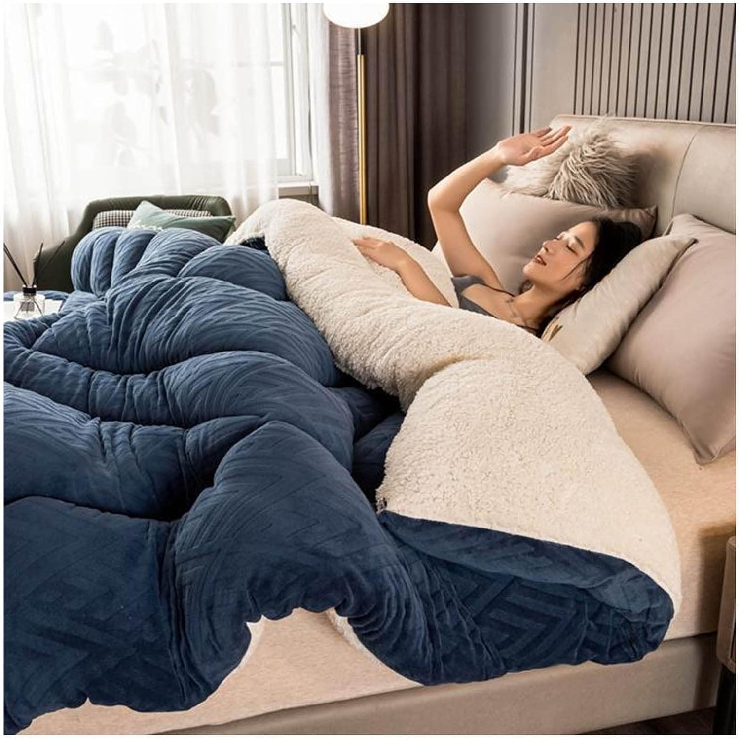 Zjgfcb D Winter Quilt, Thicken Warm Lamb Cashmere Blanket Winter, Lamb Wool Blanket, Heavy Blankets For Winter Ouble Be, Bedding Fleece Blanket For Home Bedroom(Size:220x240cm(5Kg),Color:d)