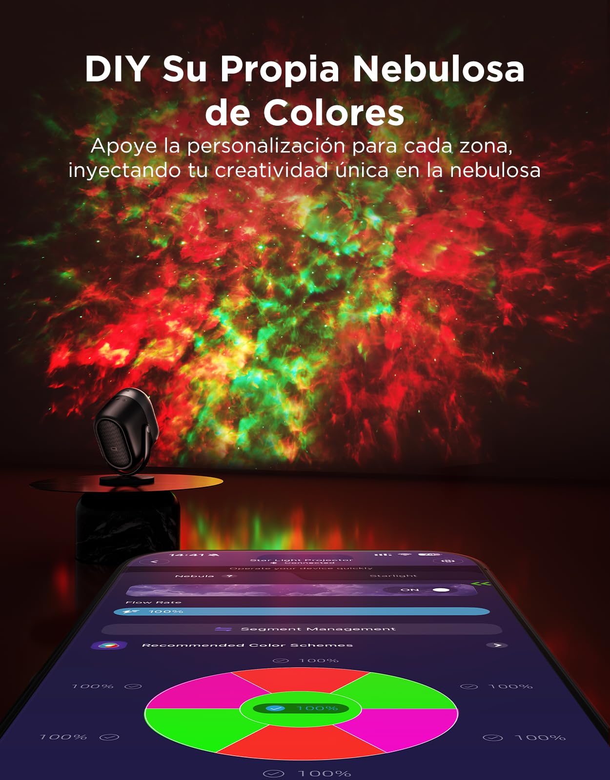 Govee Proyector Estrellas Nebulosa LED RGBW 7-Zona | Compatible con Alexa, 50+ Escenas, Temporizador, 18 Sonidos Blancos, Sala de Estar Dormitorio Infantil, Incluye Adaptador