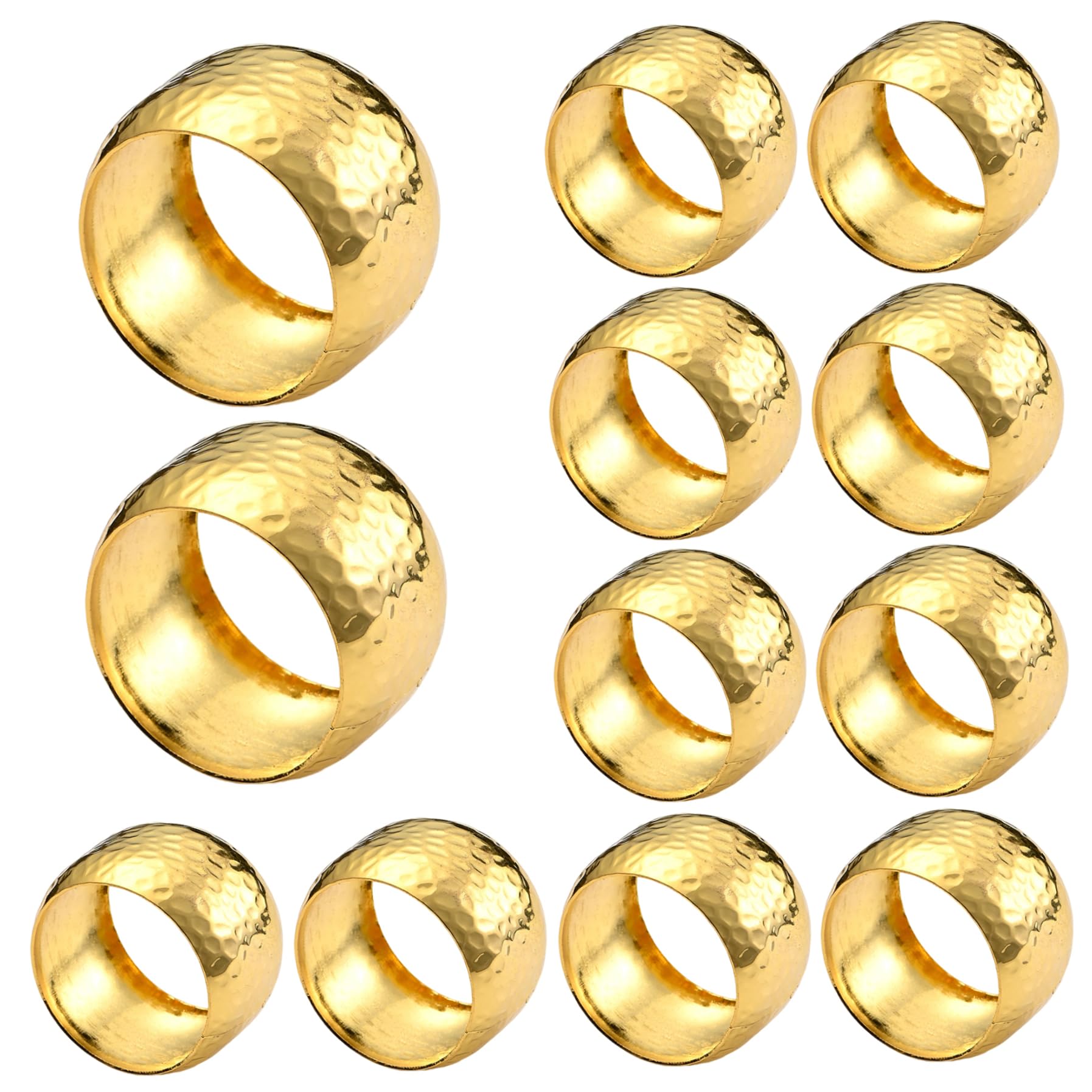 Ngbbby Napkin Rings 12PCS Round Napkin Rings Reusable Decorative Metal Gold for Table Wedding