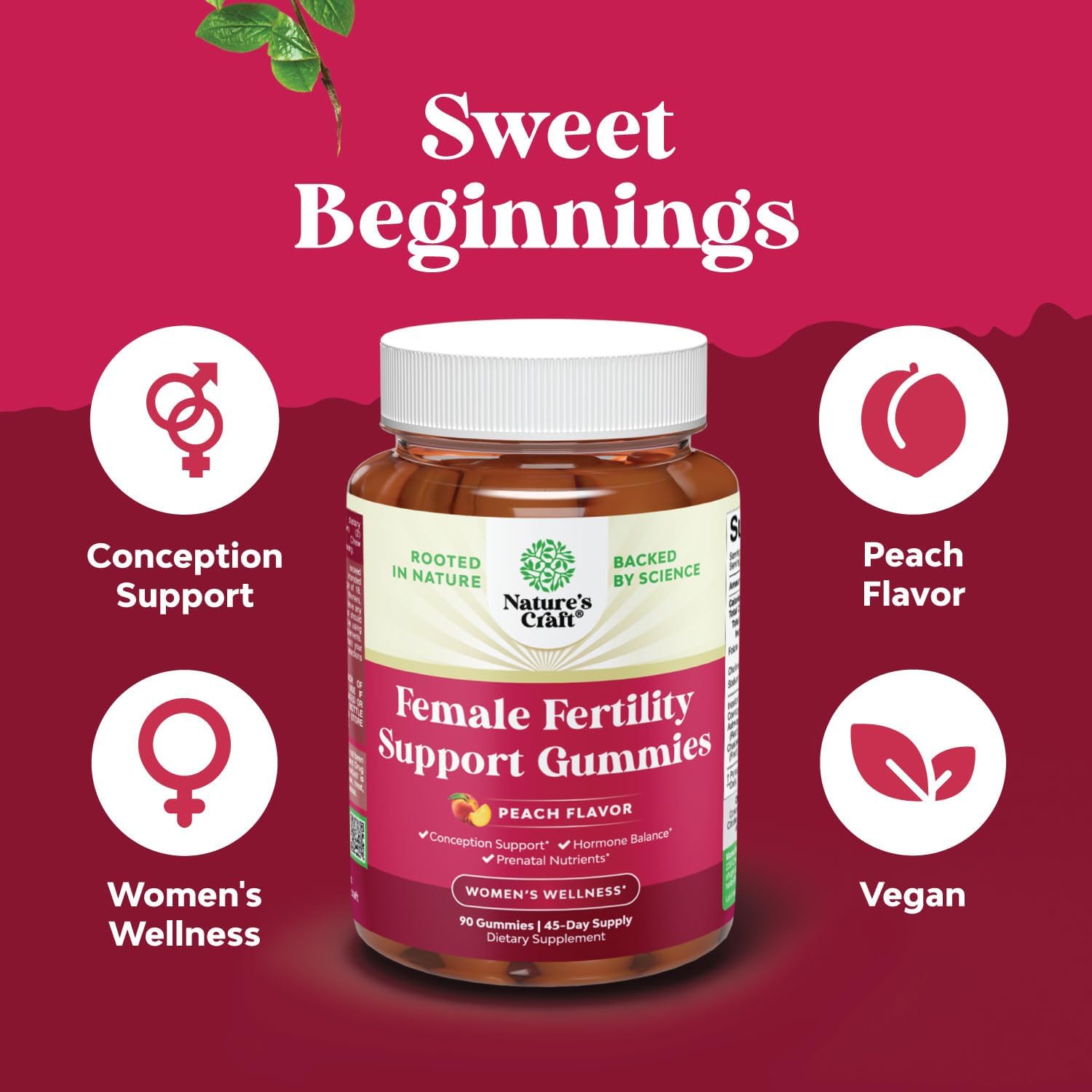 Fertility Gummies for Women Trying to Conceive - Yummy Gummy Fertility Supplement for Women with Myo-Inositol Folic Acid & Vitex Chasteberry - Vegan Non-GMO & Gluten Free - Juicy Peach - 90 Count - Image 5