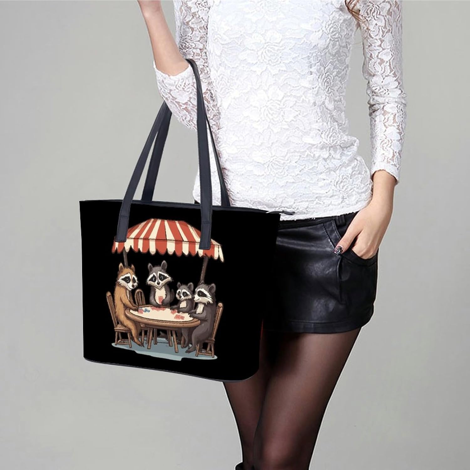 Raccoons Animal Poker Women's Satchel Handbags Tote Shoulder Bag Purses for Travel Shopping Work