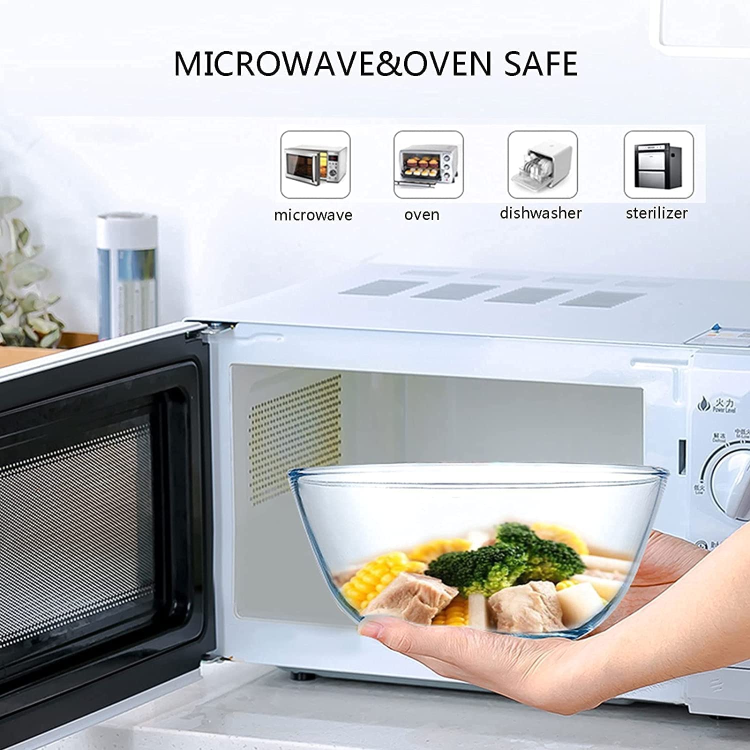 Femora Glass Mixing Bowl - 3600ml, Oven & Microwave Safe -4