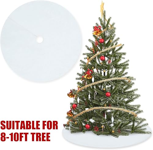 Miniatura 4 de Falda de árbol de Navidad de 48 pulgadas, decoración de árbol de Navidad de piel sintética, falda de árbol de Navidad de felpa blanca, decoración