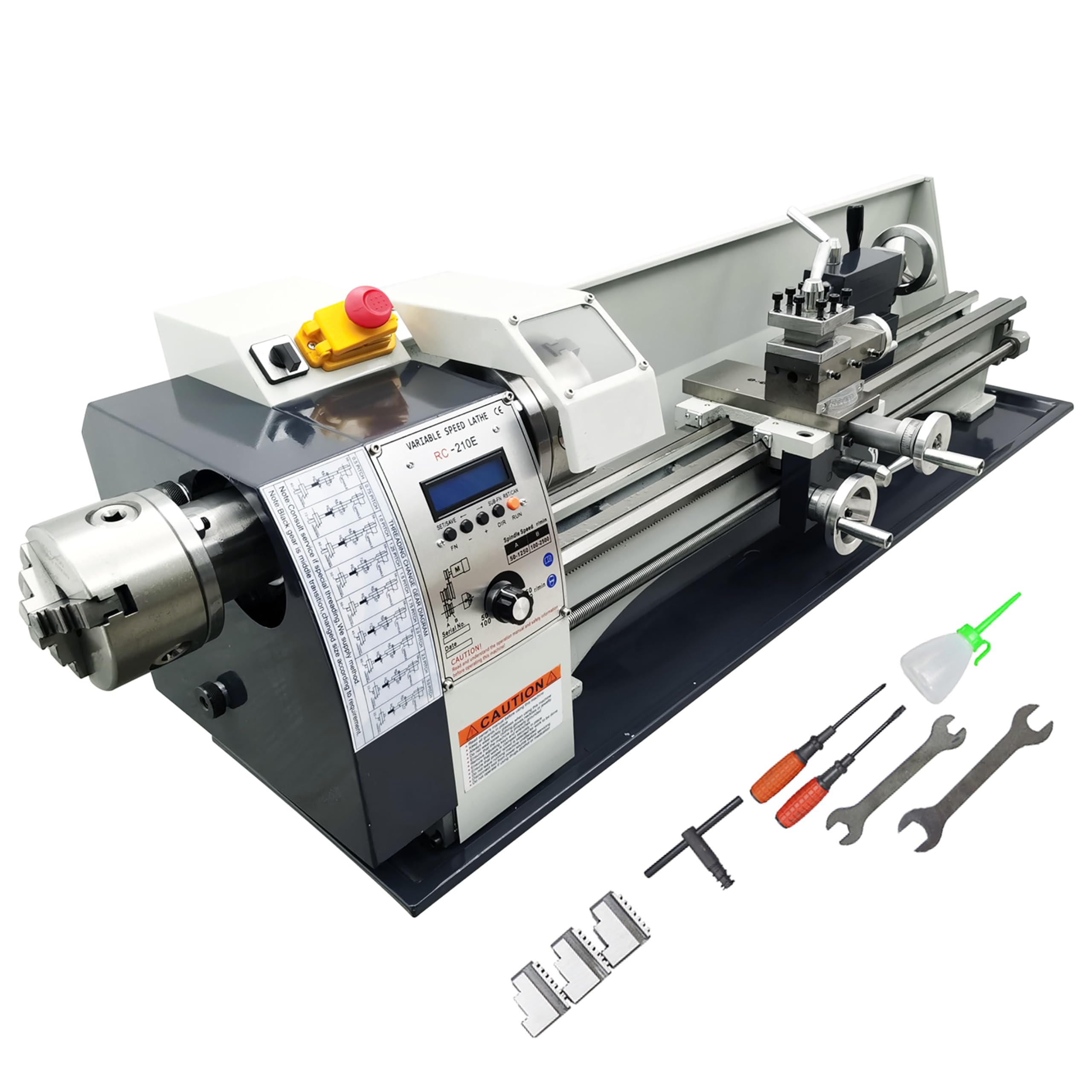 TECHTONGDA Metal Lathe Precision Double Chuck Bench Lathe 8X31” Gearless Lathe Machine Electronic Leadscrew Automatic Thread 1100W Brushless Motor DIY Mini Lathe for Cue Stick
