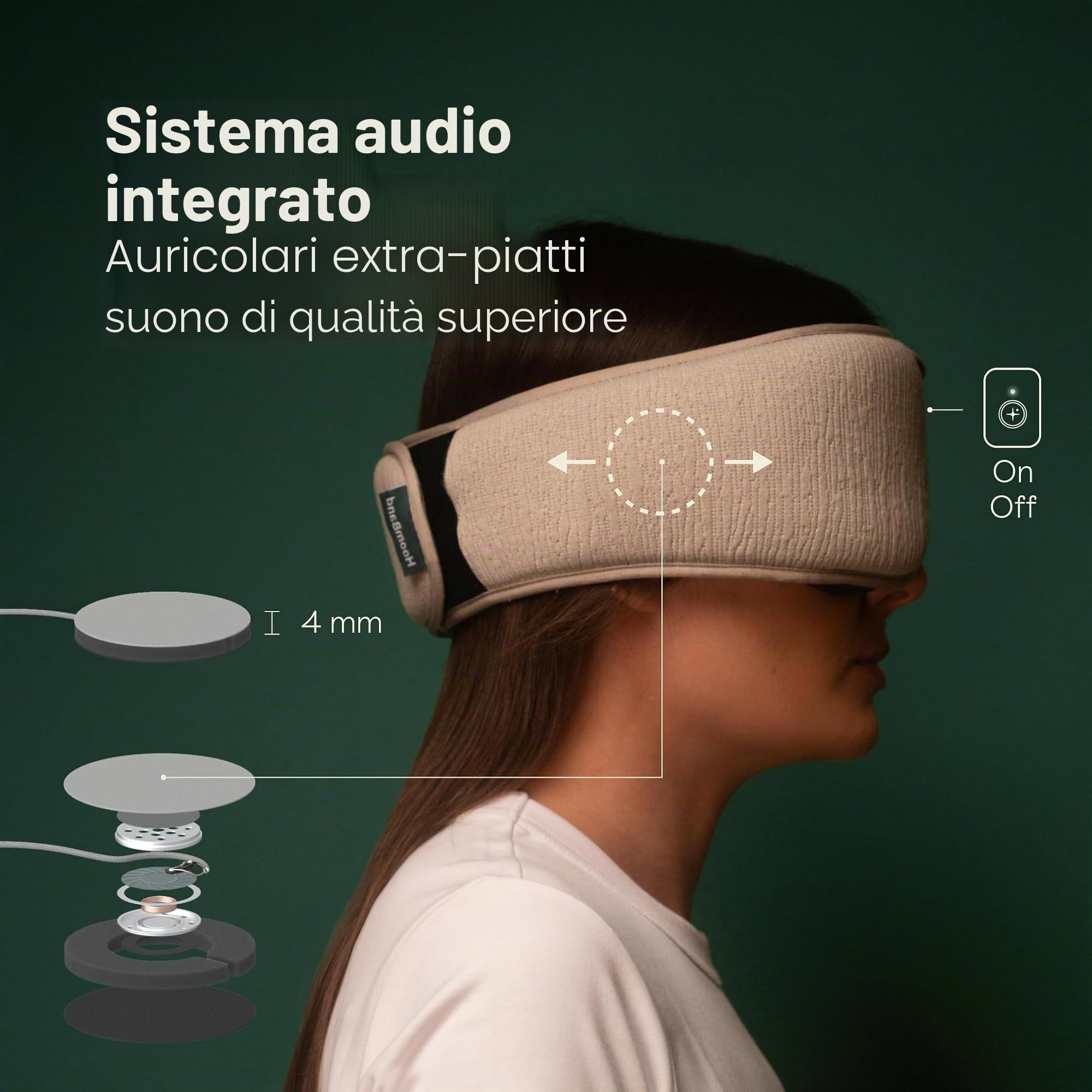 HoomBand Ultimate | Cuffie senza fili per il sonno Bluetooth 5.0 | Maschera oscurante al 100% | Terapia del suono, storie ipnotiche gratuite, meditazione